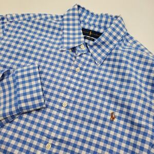 Ralph Lauren Mens XL Classic Fit Blue Gingham Check Button Down Shirt L/S